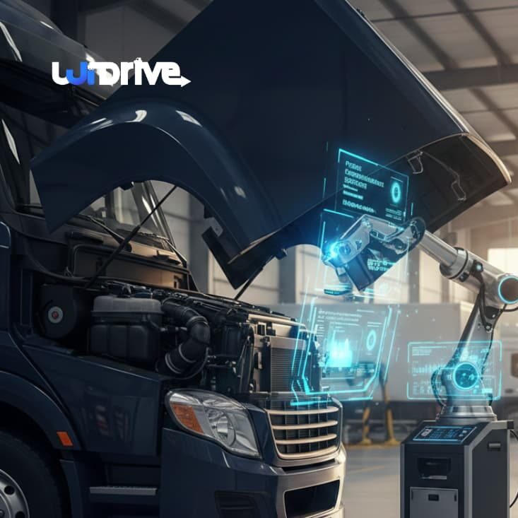 AI-driven fleet maintenance showcase with advanced diagnostic tools and real-time data monitoring for improved asset management.