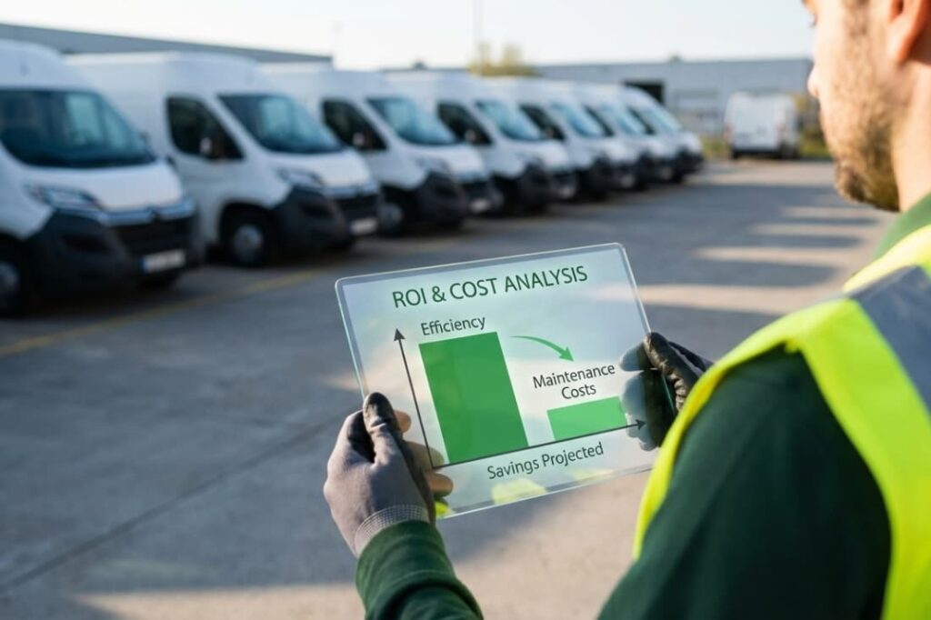 Hands-on analysis of AI-enabled fleet optimization, highlighting key performance indicators like efficiency and maintenance costs.