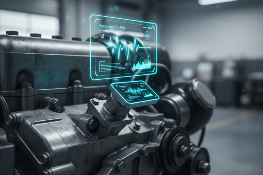Advanced fleet maintenance interface showcasing the integration of smart sensor data and predictive analytics for optimized asset management.